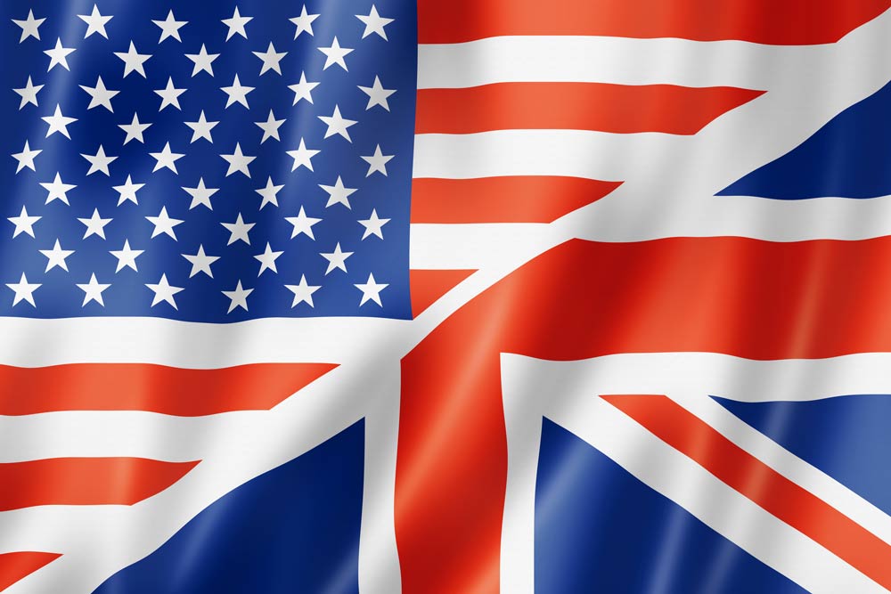 Bandera del Reino Unido y de EE.UU